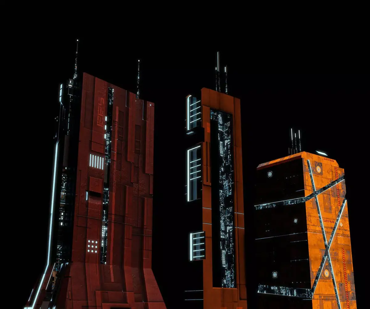 Futuristic City Sci-Fi Fantasy Scenery Low-poly 3D model