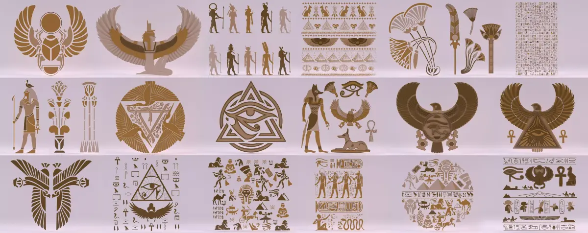 20 Models - Egyptian Symbols - Bundle 02 3D Model Collection