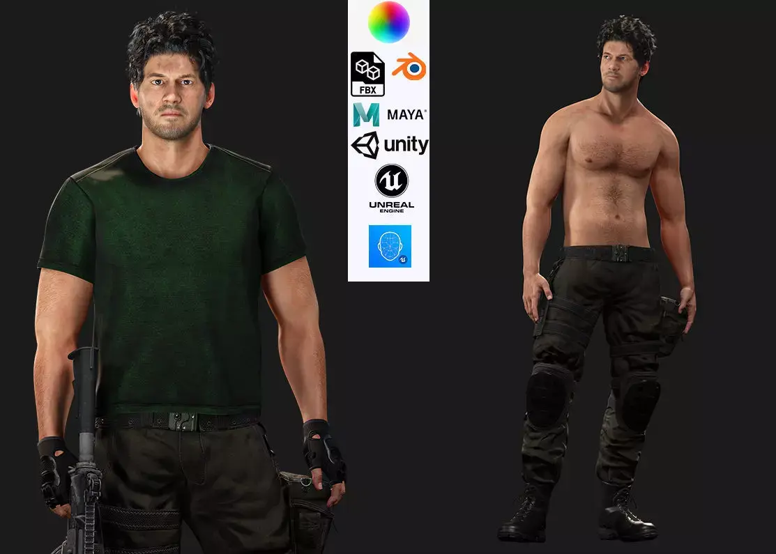 Survival Man Apocalypse Low-poly 3D model