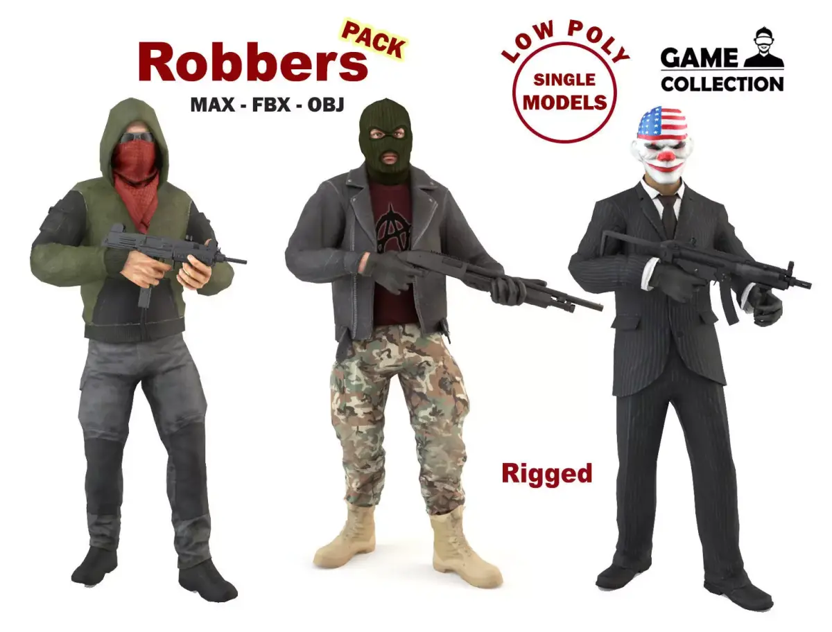 Robbers Pack Low-poly 3D model