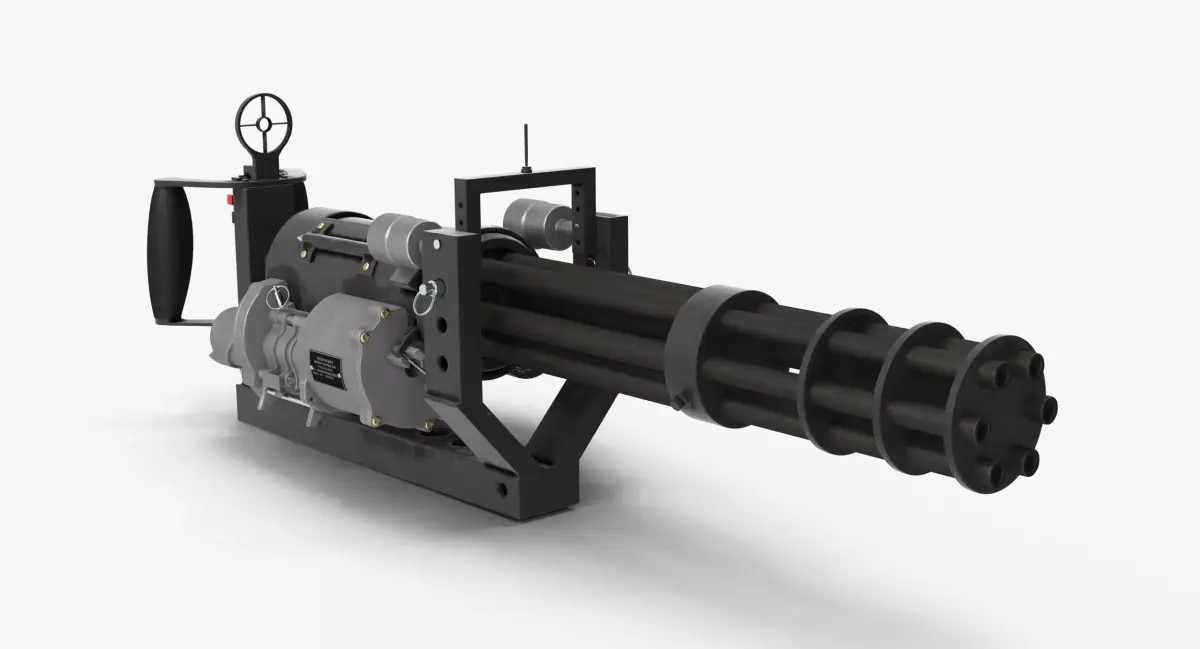 M134 Minigun With Mounting Bracket Clean Low-poly 3D model