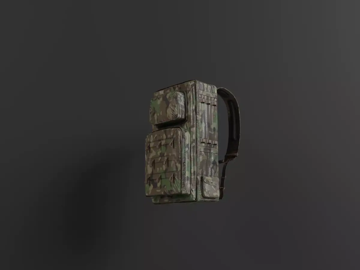 Military Backpack Low-poly 3D model