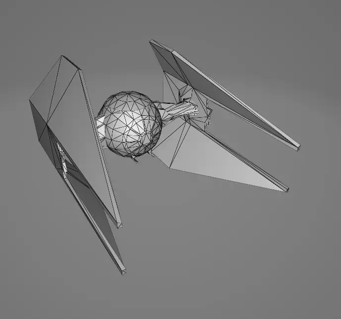 STAR WARS Tie Interceptor Space Ship - Low Poly Game - FBX Model Low-poly 3D model