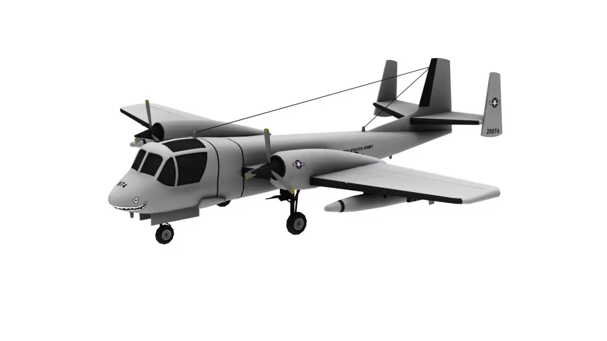 Lowpoly OV-1 Mohawk 3D Model Low-poly 3D model