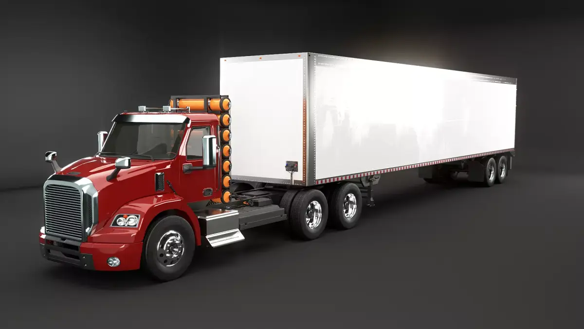 Hydrogen Generic Semi Truck and Dry Van 3D model
