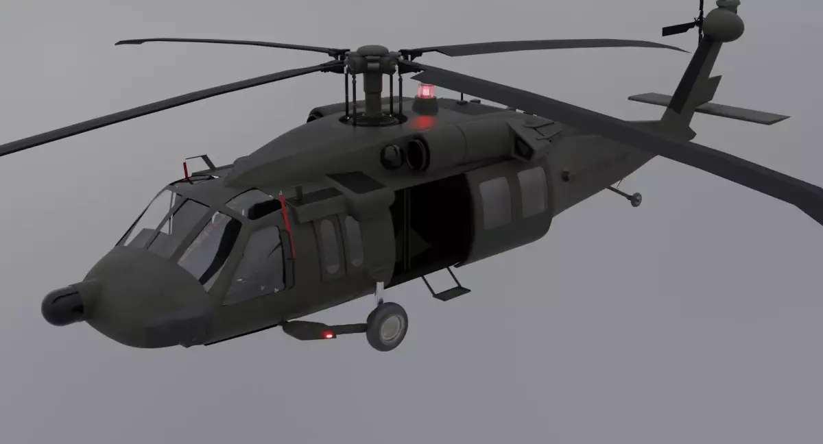 Black Hawk Helicopter with Full Interior Low-poly 3D model