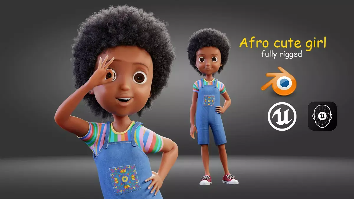 Cartoon Black Girl Free 3D model