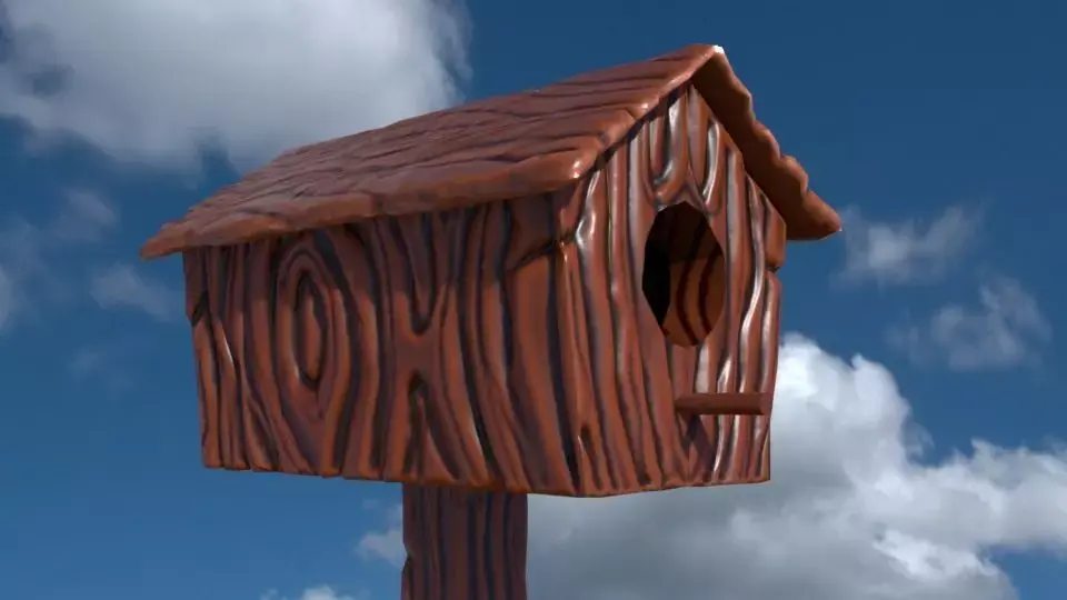 Cartoon Birdhouse Low-poly 3D model