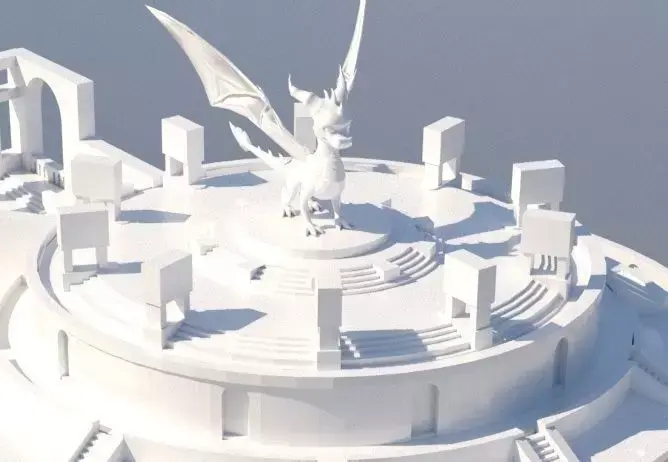 Low Poly - city building - Mausoleum 3d Model statue Low-poly 3D model