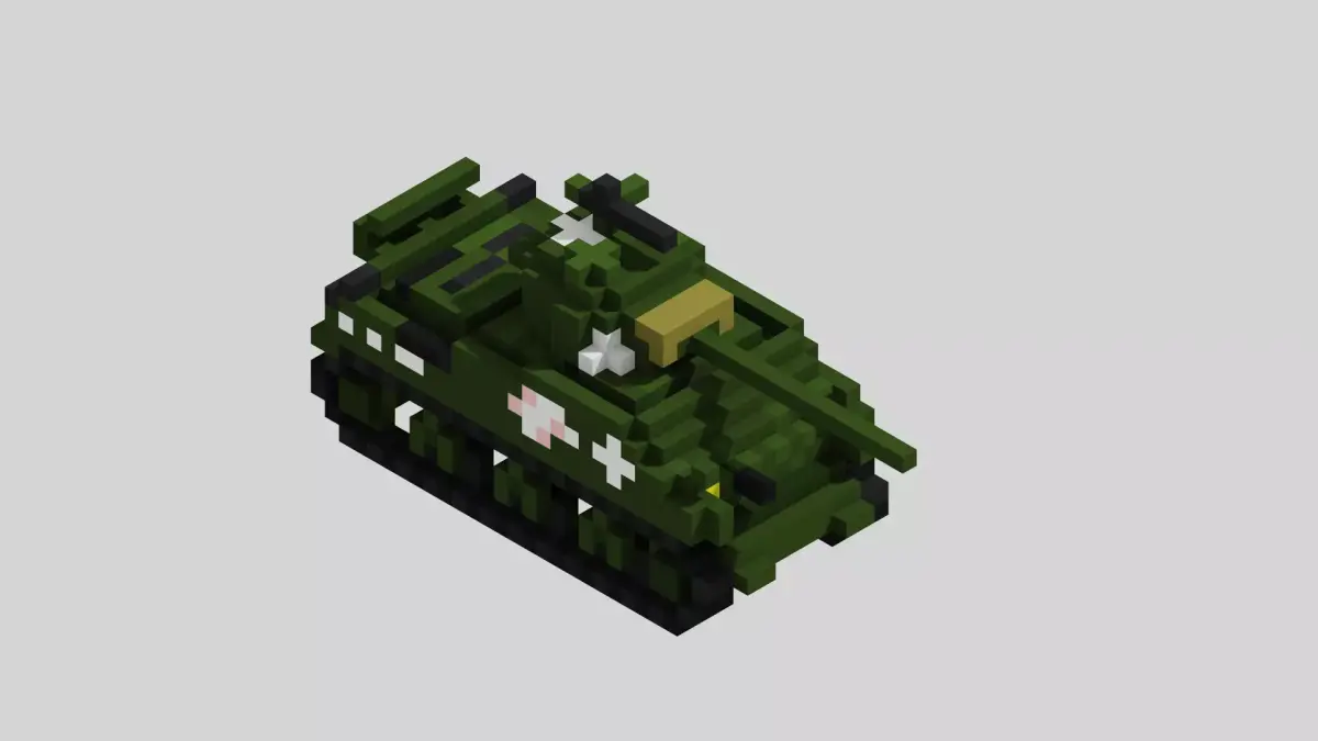 M4 Sherman Tank Voxel Low-poly 3D model