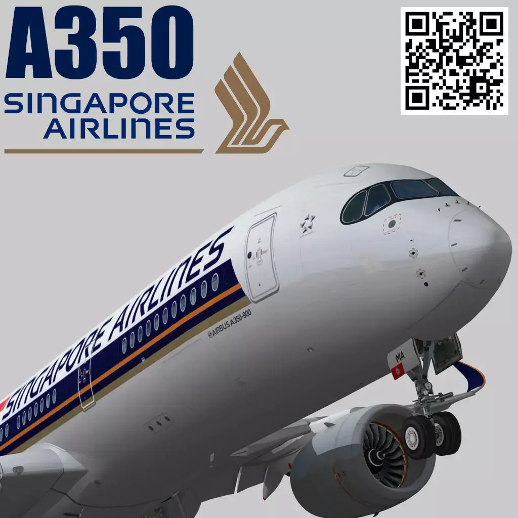 Airbus A350-900 XWB Singapore Airlines Low-poly 3D model