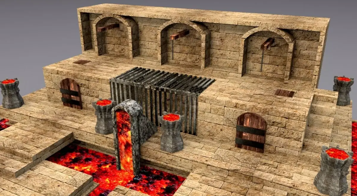 dungeon and temple  Low-poly 3D model