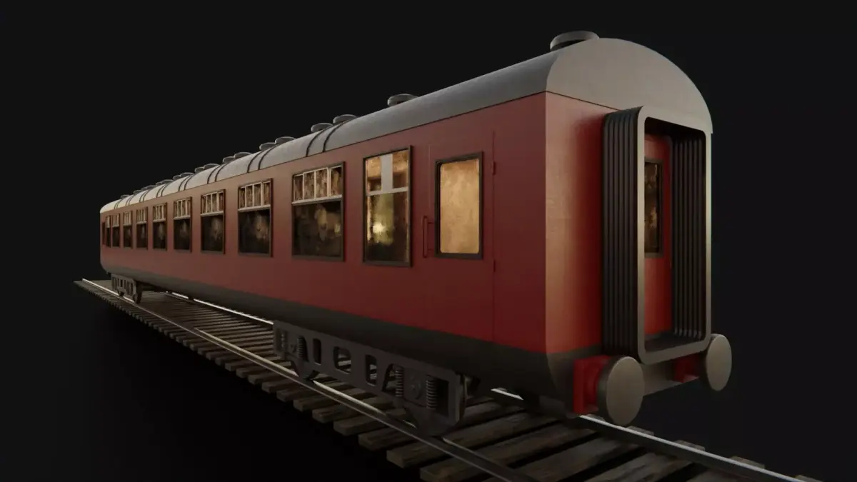 Rail train wagon compartment coach interior hogwarts express Low-poly 3D model