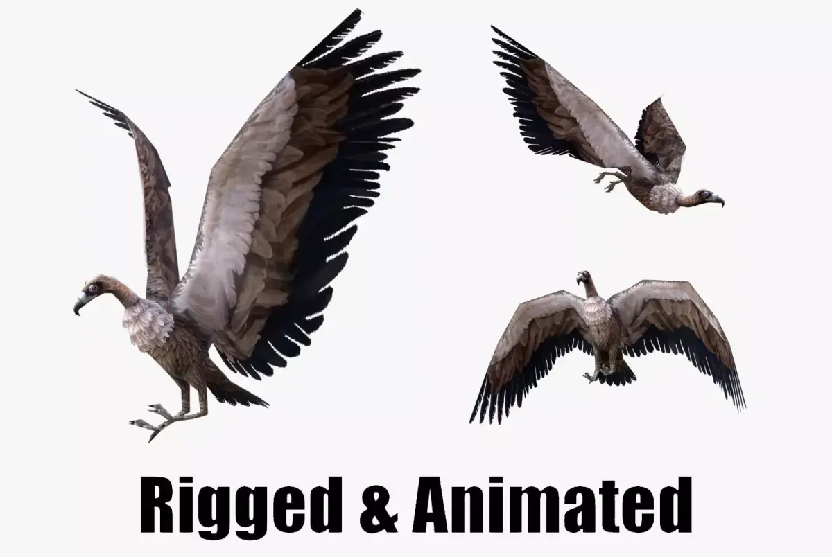 low-poly animated vulture Low-poly 3D model
