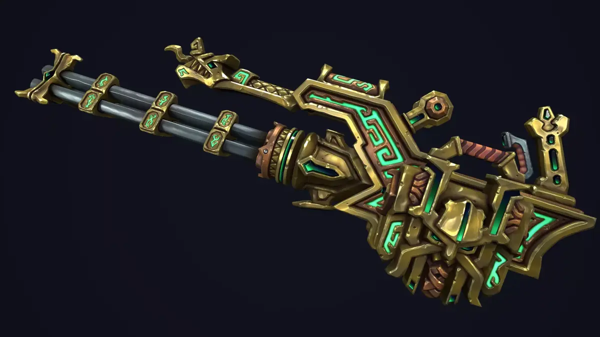 Fantasy dwarf minigun Low-poly 3D model