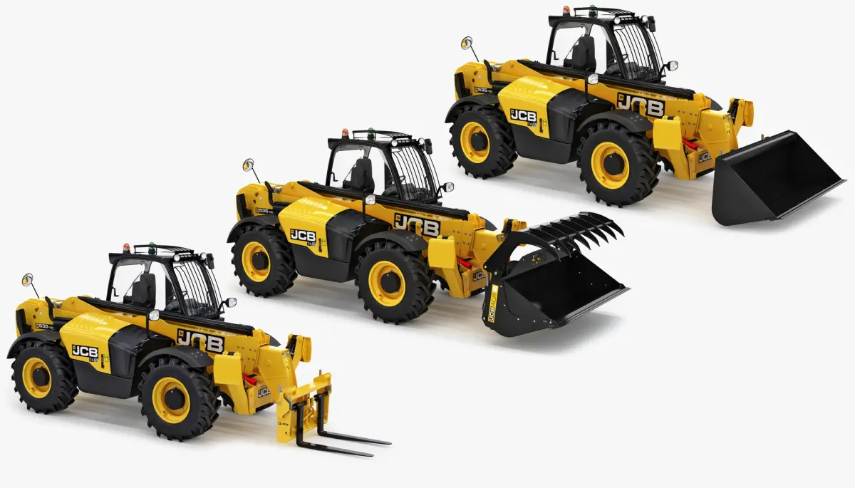 Telehandler JCB 535-125 with Attachments Equipment 3D model