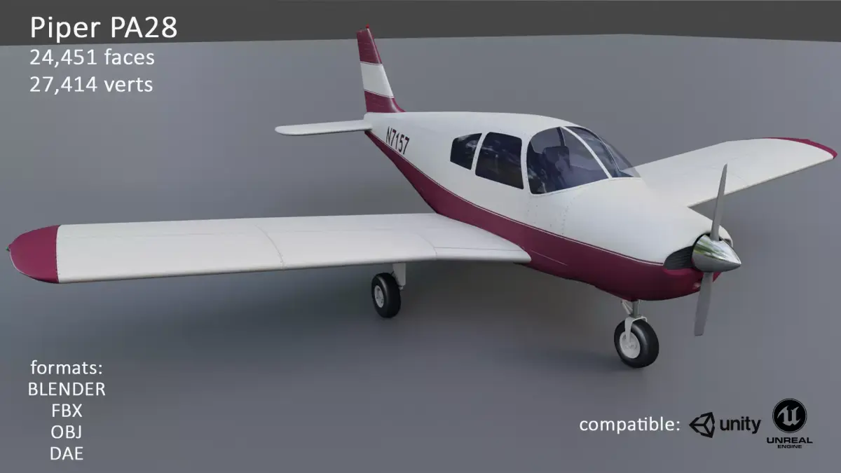 Piper Pa-28 Low-poly 3D model Low-poly 3D model