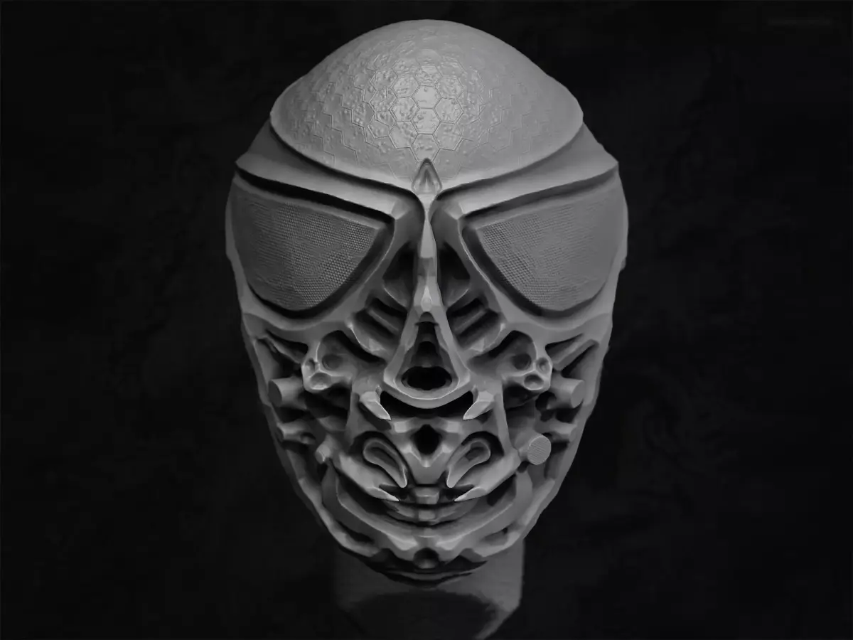 Alien Bust Model Low-poly 3D model