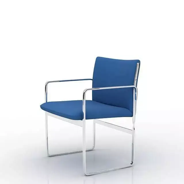 Royal Blue Cushion With Chrome Frame Office Chair 3D model