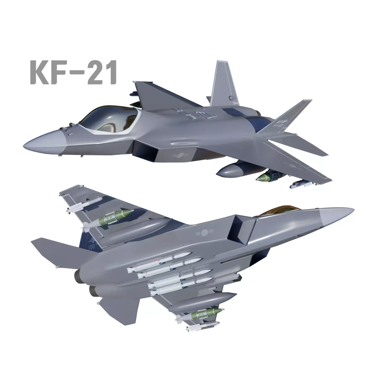 South Korea KAI KF-21 KFX Jet fighter blender 3D model