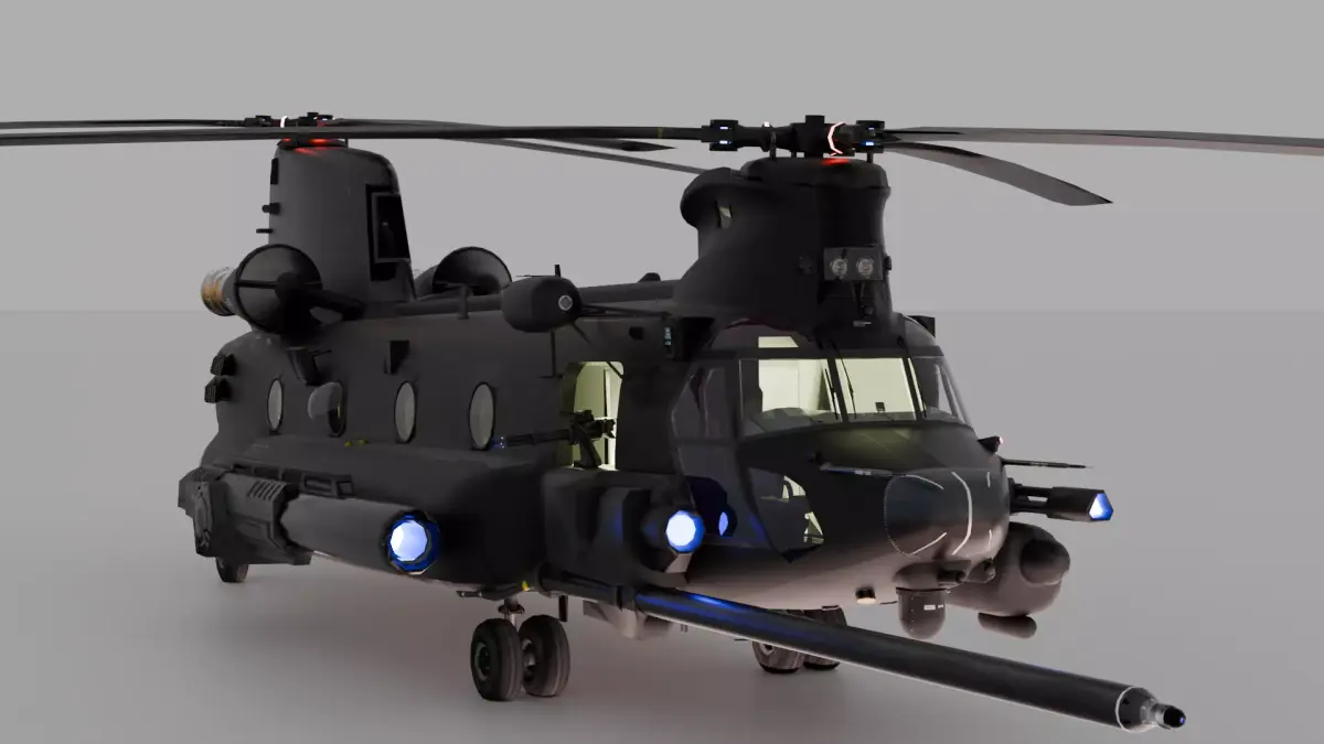 Military Heavy Transport Helicopter  Low-poly 3D model