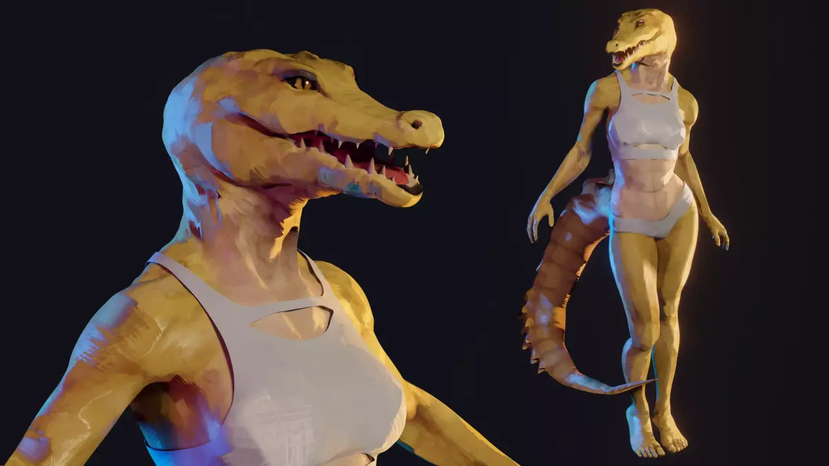 Amber Female Crocodile Base Mesh - COMMERCIAL LICENSE 3D model