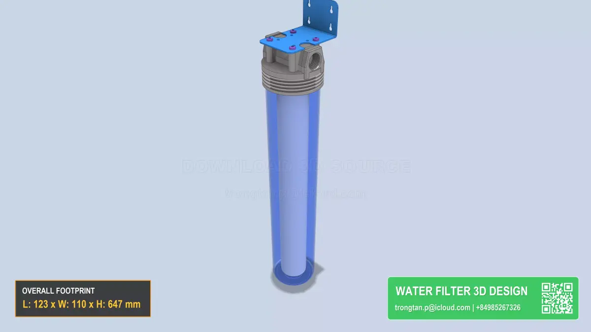 Stainless Steel Household Water Filter 40 Micron Cartridge 3D model