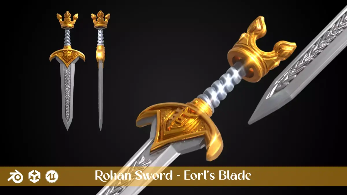 Stylized Rohan Sword - Eorls Blade - Game Ready 3D model