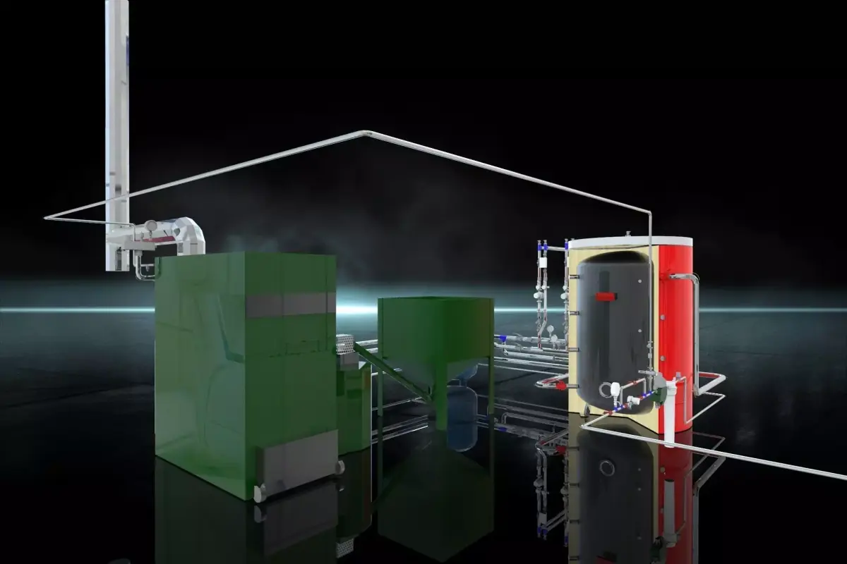 Industrial Boiler Room on wood pellets 3D model