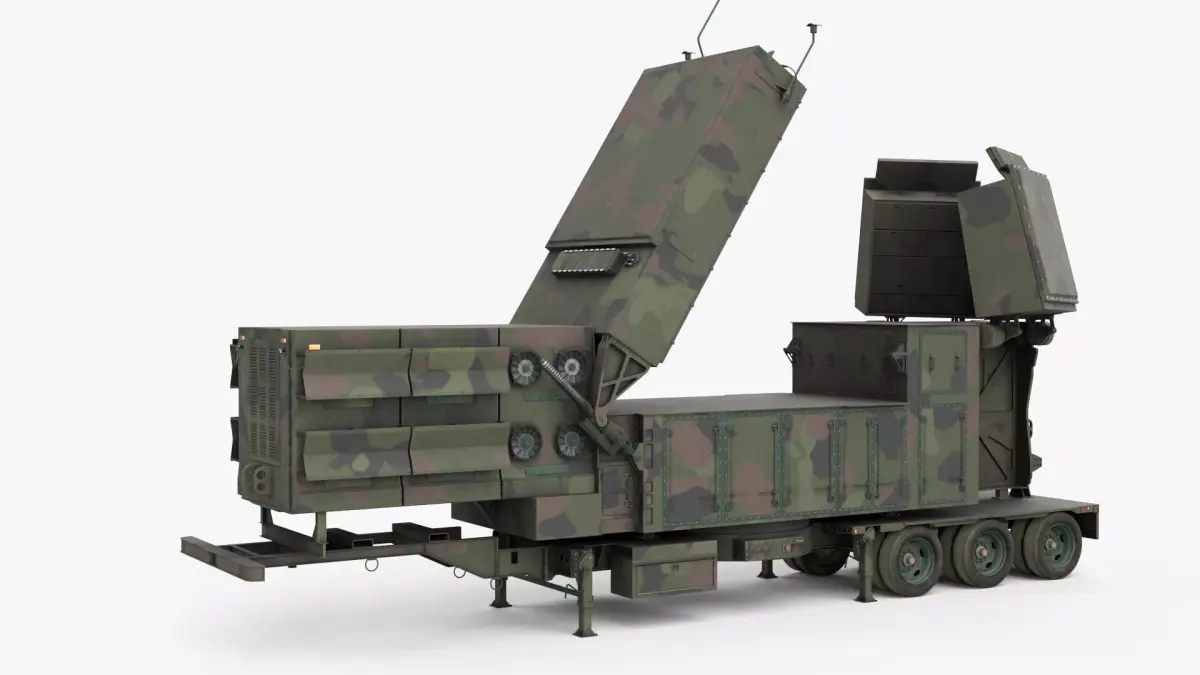 Military Phased Array Radar System Camouflage Paint Rigged 3D model