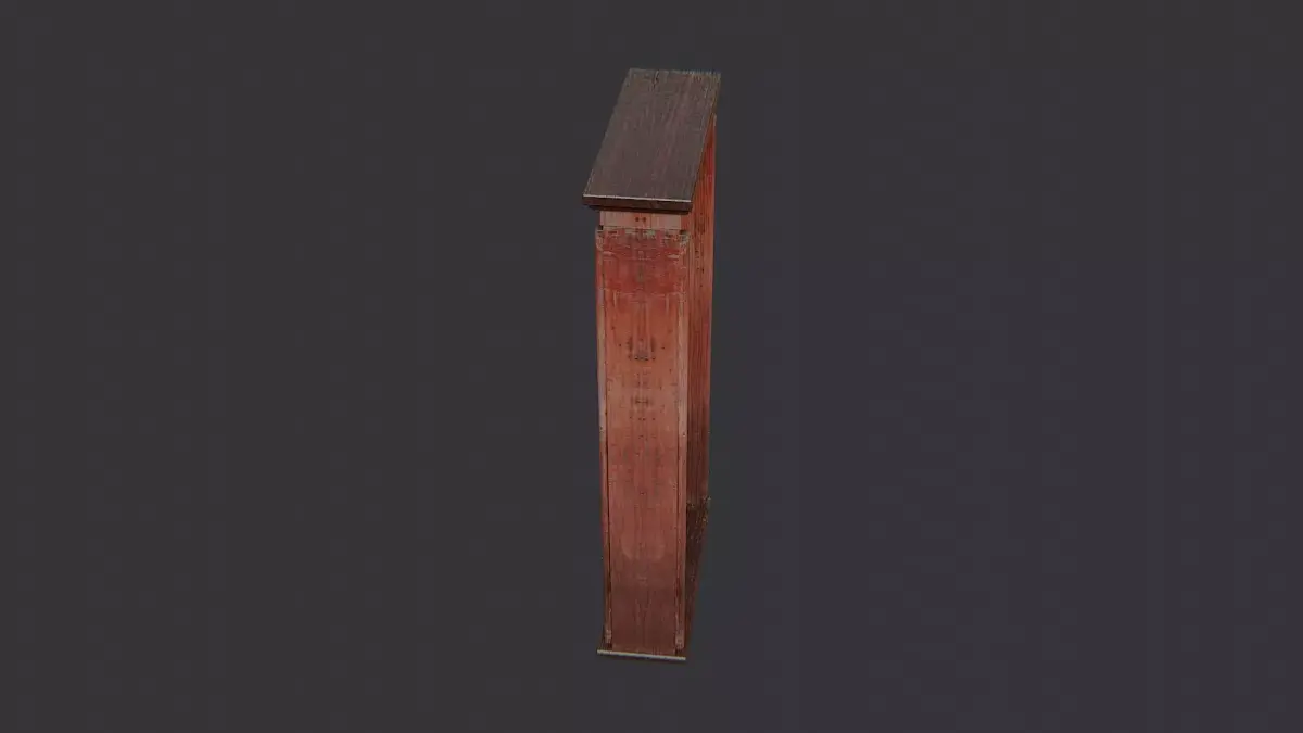 Ornate Wood Window Frame with Rusted Hinges Low-poly 3D model