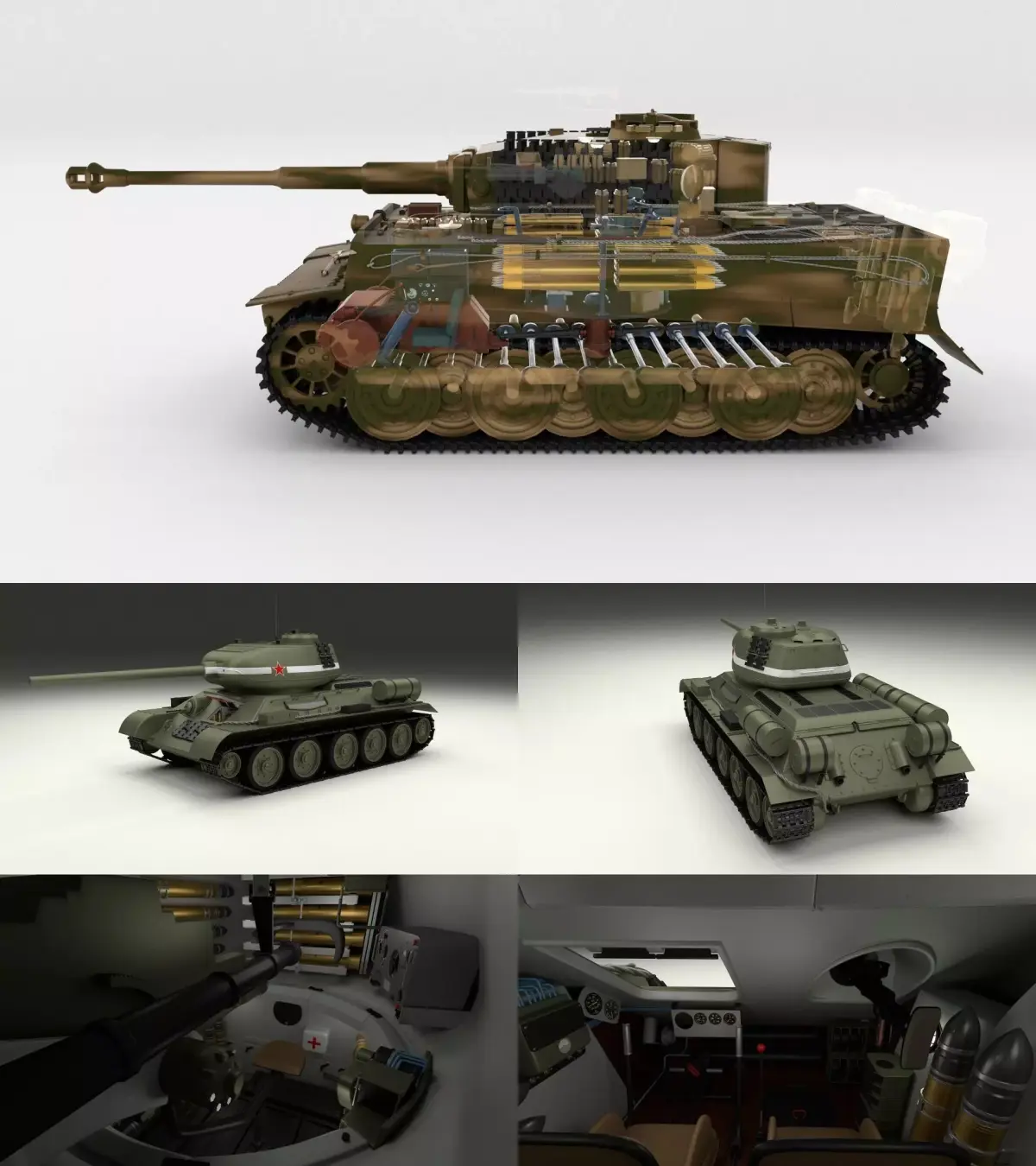 T34-85 Tiger Tank Late Pack with Interior 3D model