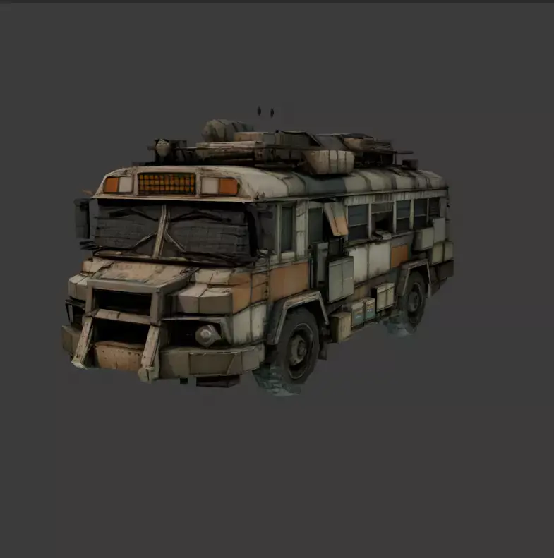 Dystopia style Bus Low-poly 3D model