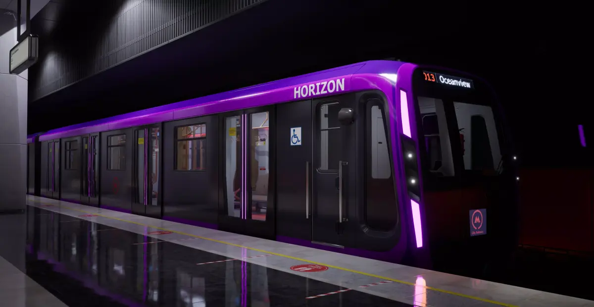 Subway Train Royal Purple Low-poly 3D model
