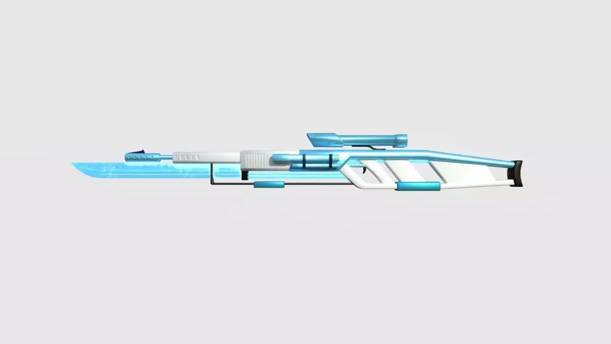 SciFi Sniper Gunblade A01 White Blue - Fiction Weaponry Low-poly 3D model