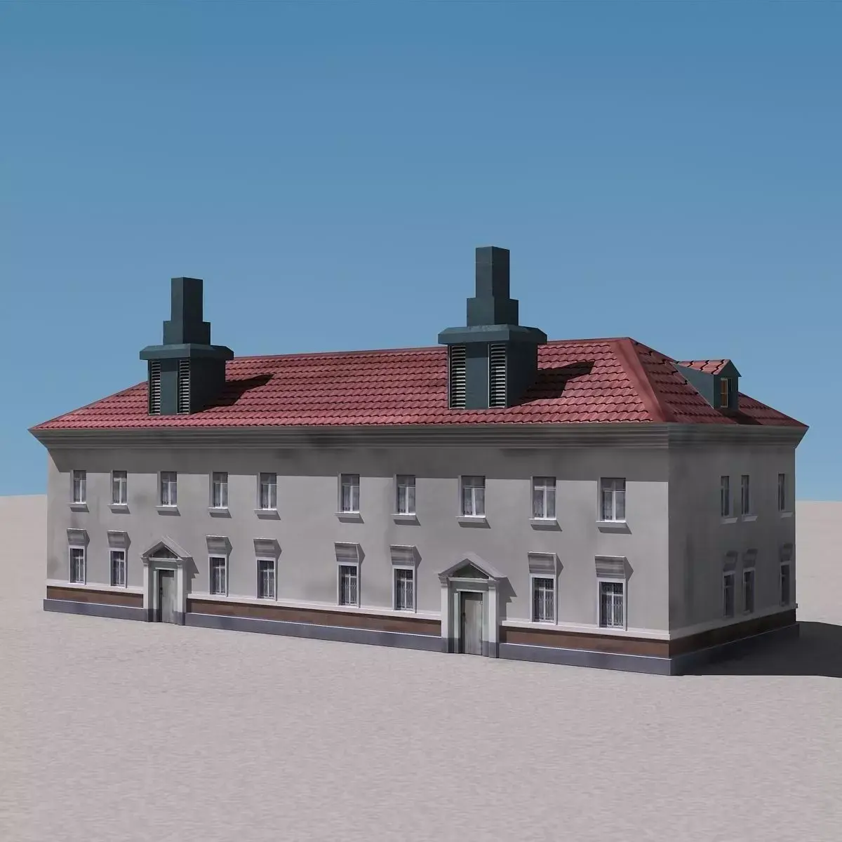 Building Lowpoly house with roof and chimney Low-poly 3D model