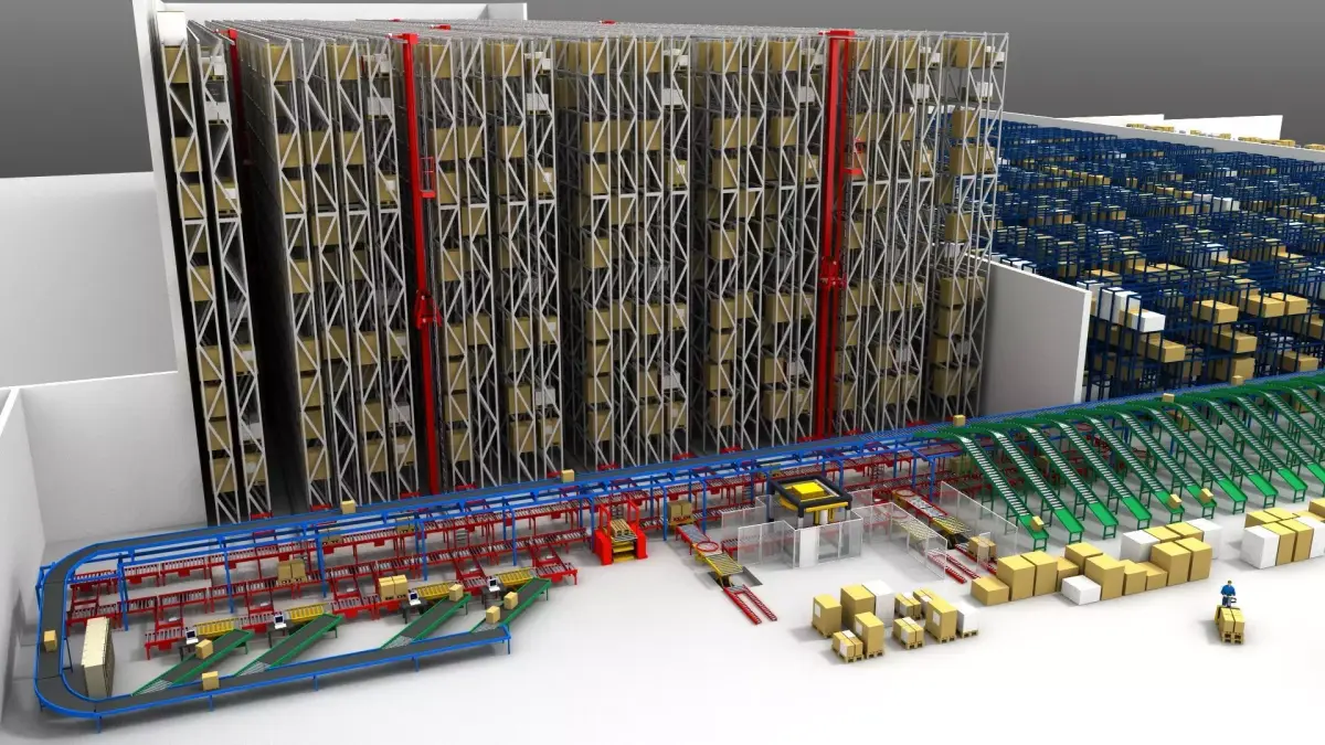 Warehouse with boxes Low-poly 3D model