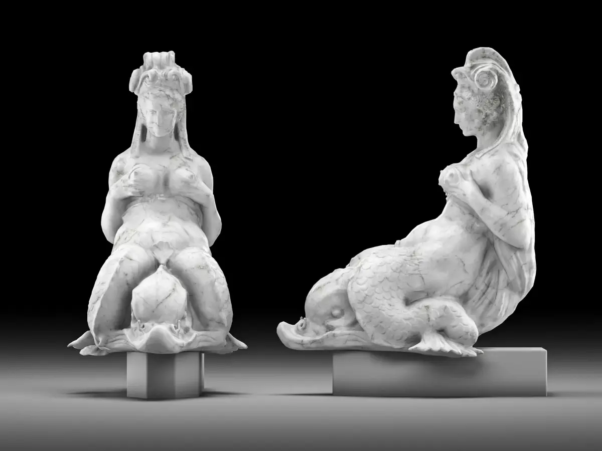 Mermaid marble Low-poly 3D model