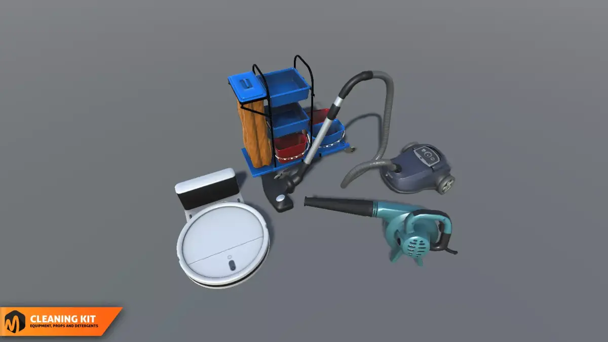 Cleaning kit - equipment  props and detergents 3D model