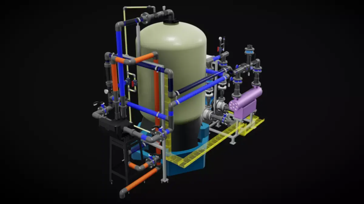 15 m3h Industrial Sand Filter System with Autovalve 3D model