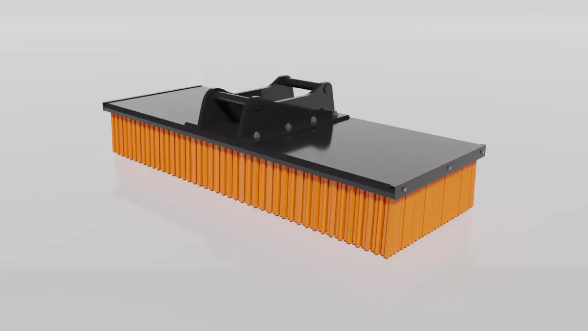 Broom for 20-25 excavator Low-poly 3D model