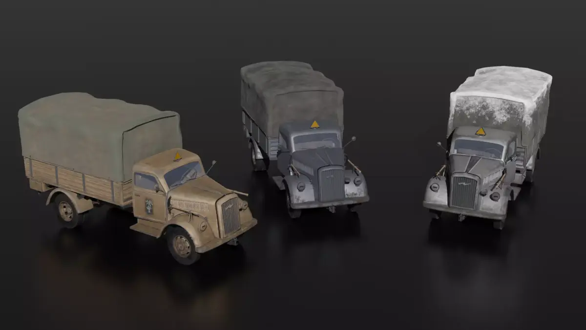 Opel Blitz WWII - Rigged with interior Low-poly 3D model
