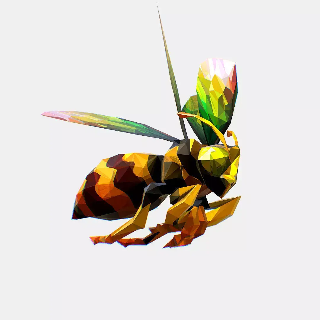 Honey Bee Animated Insect Low Poly Art HoneyBee Bumblebee Low-poly 3D model