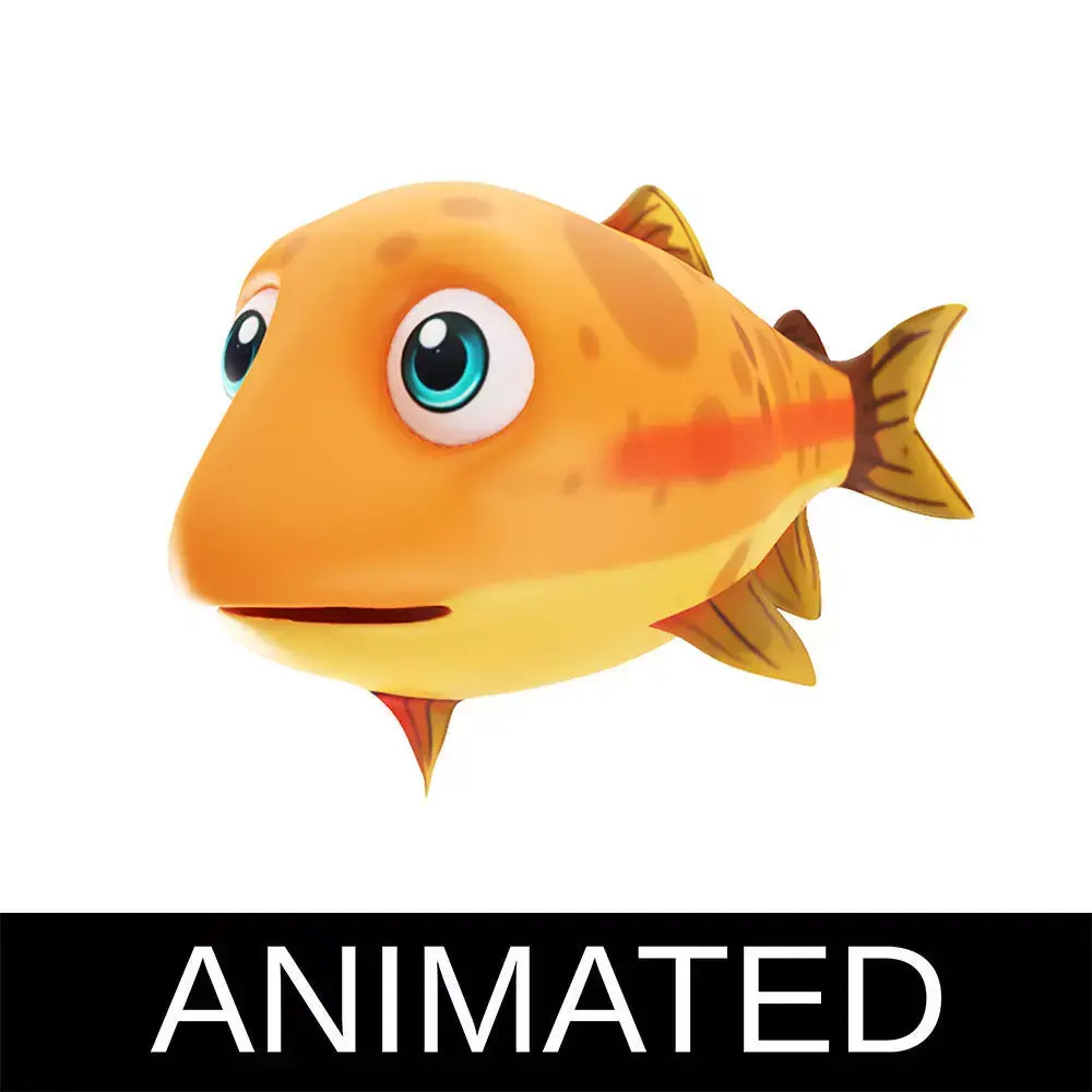 Rainbow Trout Fish Cartoon Animated Low-poly 3D model