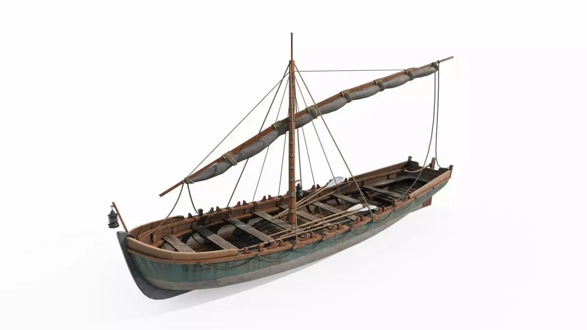 Ancient connecting sailboats for maritime vehicles 3D model