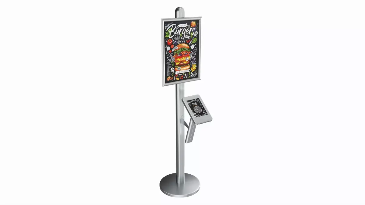 Store exhibition freestanding info tablet holder with poster 3D model