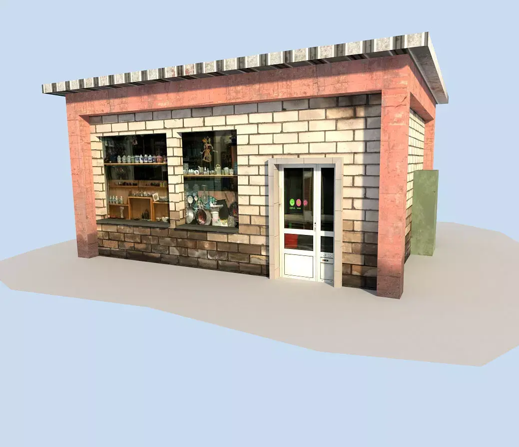 low poly town building Low-poly 3D model