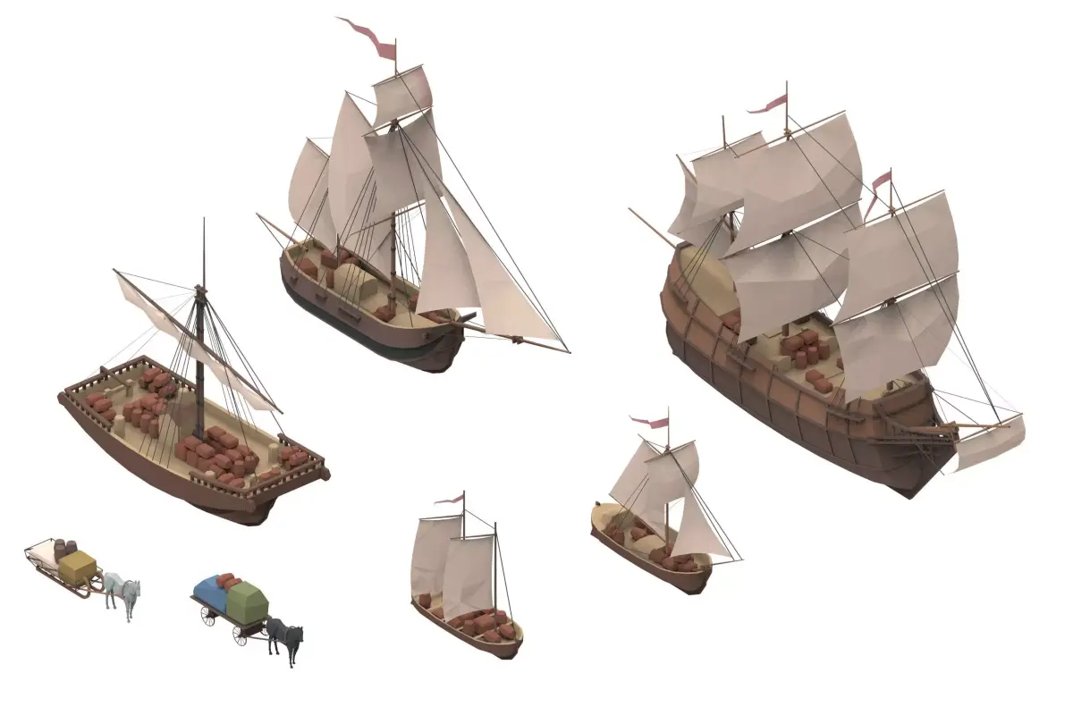 sailboats  Low-poly 3D model