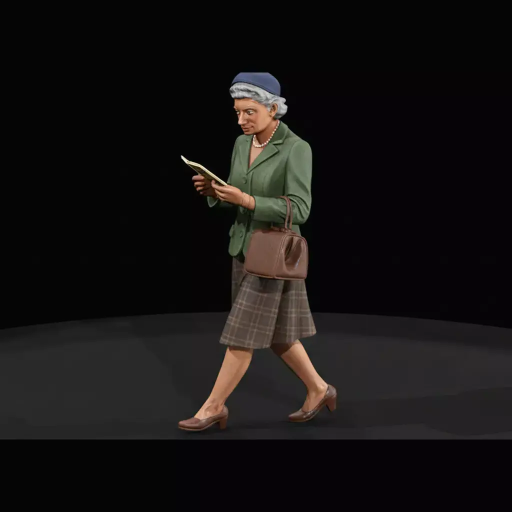 HO Figure 1950 Older Woman Reading Printable STL 3D print model