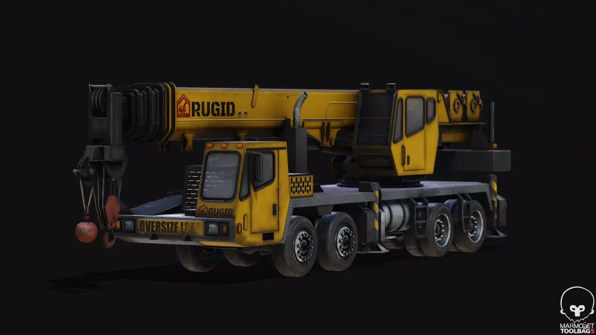 Telescopic Boom Truck Crane - Rigged - Lowpoly Low-poly 3D model